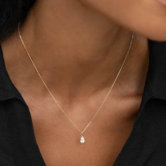 Pear Cut Diamond Pendant Necklace 14k Gold - 2 Secondary image