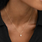 Pear Cut Diamond Pendant Necklace 14k Gold - 3